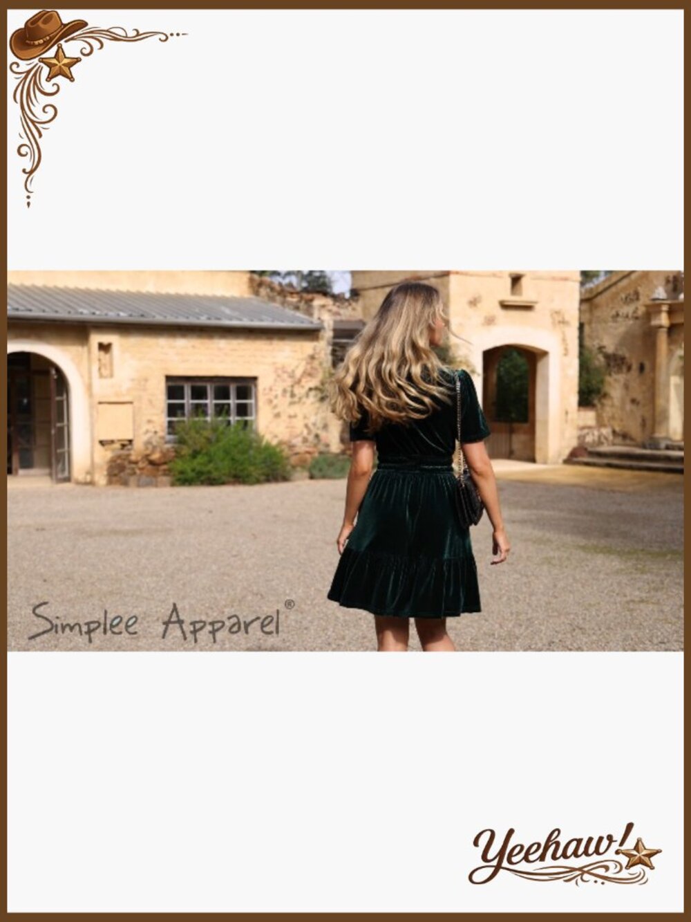 Velvet Mini Dress with Pockets V-Neck Empire Waist Short Sleeve - Picture 7 of 7